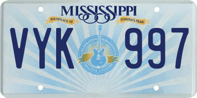 MS license plate VYK997