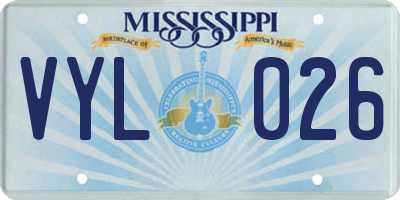 MS license plate VYL026