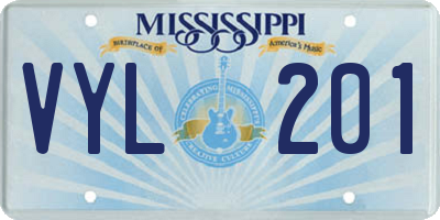 MS license plate VYL201