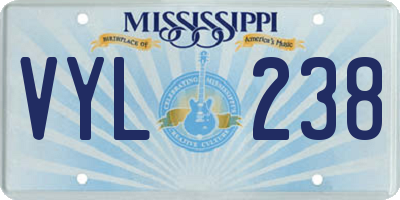 MS license plate VYL238