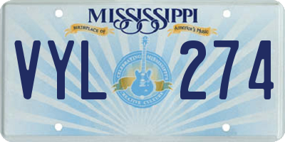 MS license plate VYL274