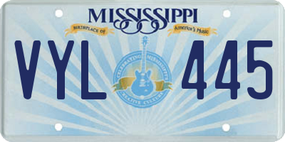 MS license plate VYL445