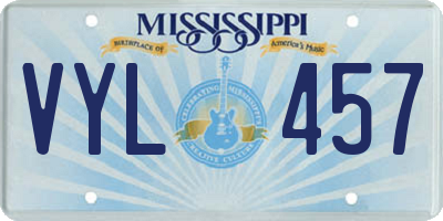 MS license plate VYL457