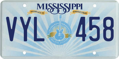 MS license plate VYL458