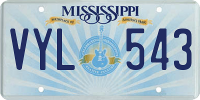 MS license plate VYL543
