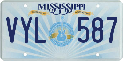 MS license plate VYL587