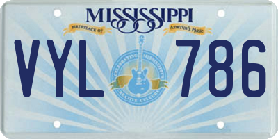 MS license plate VYL786