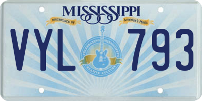 MS license plate VYL793