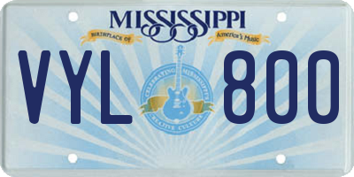 MS license plate VYL800