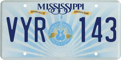 MS license plate VYR143