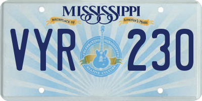 MS license plate VYR230