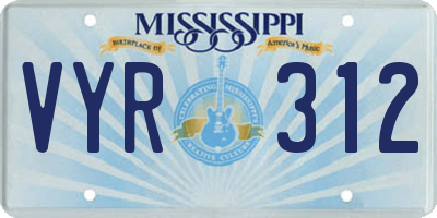 MS license plate VYR312