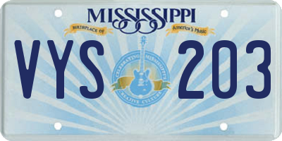 MS license plate VYS203