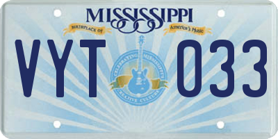 MS license plate VYT033