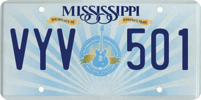 MS license plate VYV501