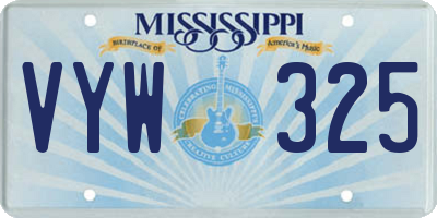 MS license plate VYW325