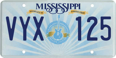 MS license plate VYX125