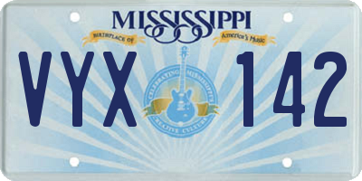MS license plate VYX142