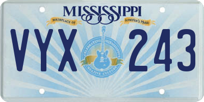 MS license plate VYX243