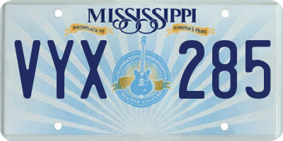 MS license plate VYX285
