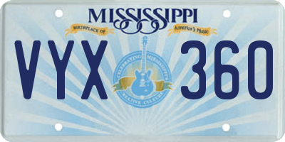 MS license plate VYX360