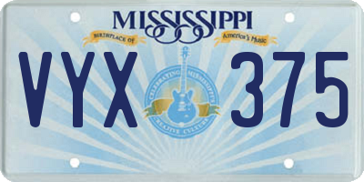 MS license plate VYX375