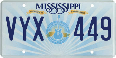 MS license plate VYX449