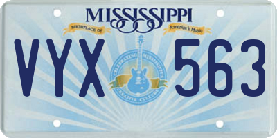 MS license plate VYX563