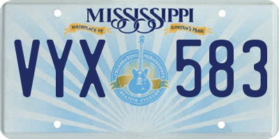 MS license plate VYX583
