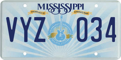 MS license plate VYZ034