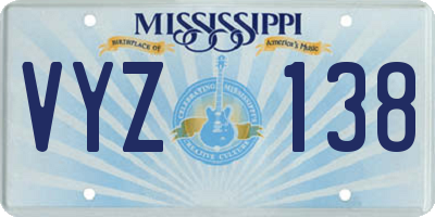 MS license plate VYZ138