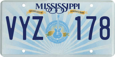 MS license plate VYZ178