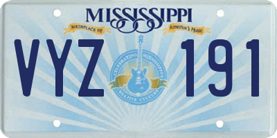 MS license plate VYZ191