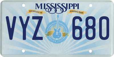 MS license plate VYZ680