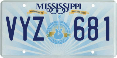 MS license plate VYZ681