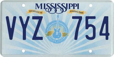 MS license plate VYZ754