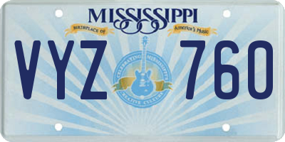 MS license plate VYZ760