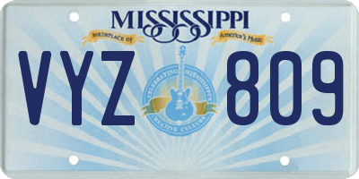 MS license plate VYZ809
