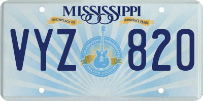 MS license plate VYZ820