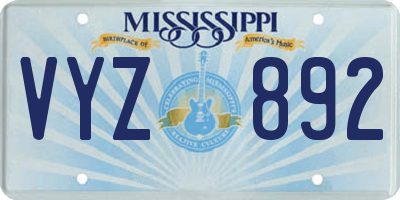 MS license plate VYZ892