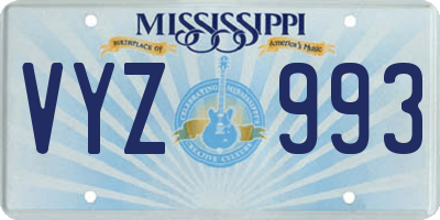 MS license plate VYZ993