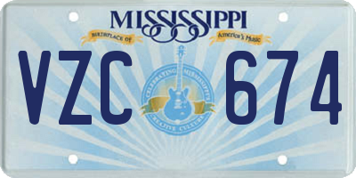 MS license plate VZC674