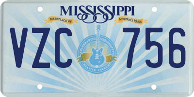 MS license plate VZC756