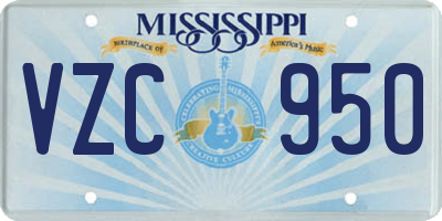 MS license plate VZC950