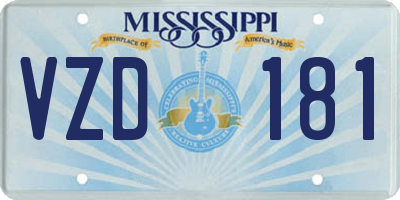 MS license plate VZD181