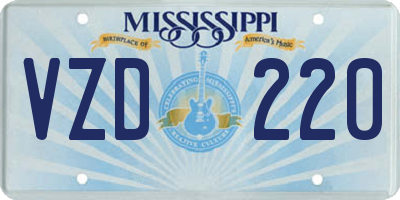 MS license plate VZD220