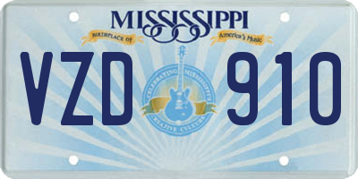 MS license plate VZD910