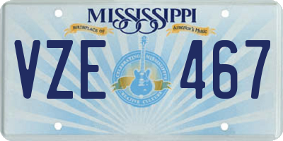 MS license plate VZE467