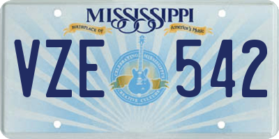 MS license plate VZE542