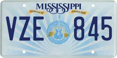 MS license plate VZE845